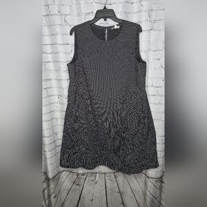 Eileen‎ Fisher Black Organic Cotton Sleeveless Micro Print Swing Dress Large